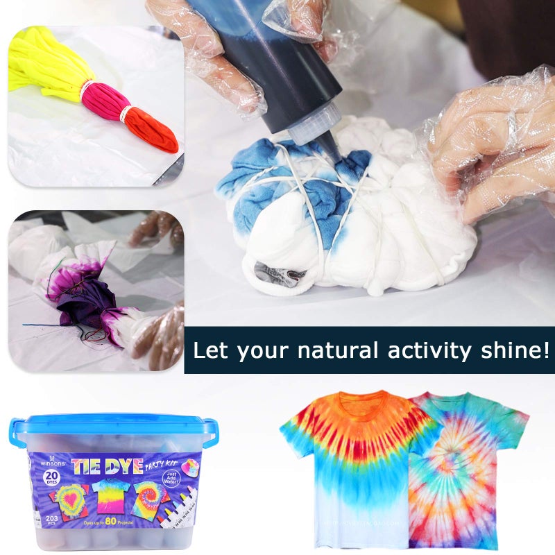 WINSONS Tie Dye Kit 20 Colors Permanent Fabric Dye Art Set for Kids Adults for School, Homemade Party, Creative Groups Activities, DIY Gift - Image 4